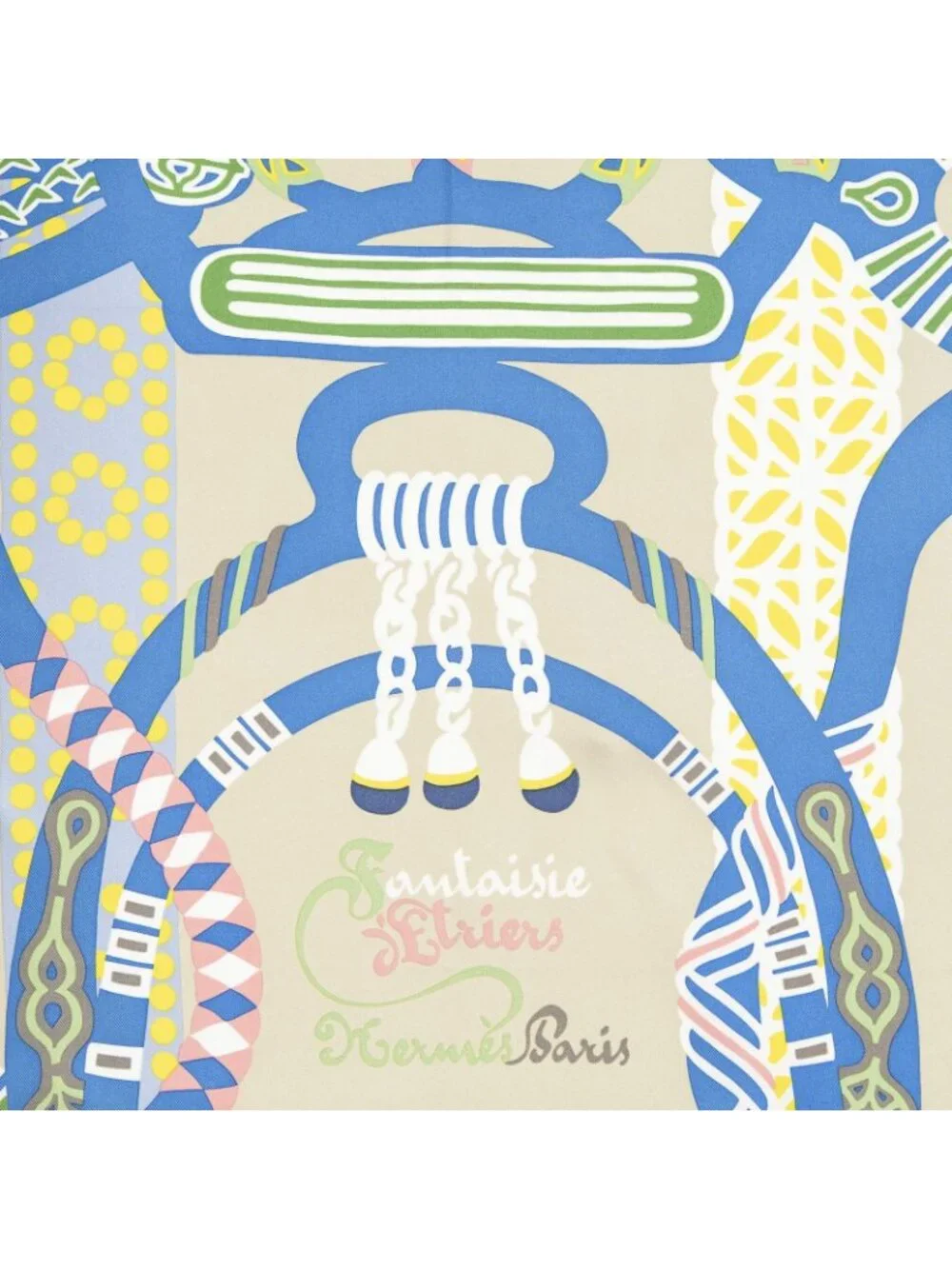 Hermes Scarf Light Blue Yellow Green Silk